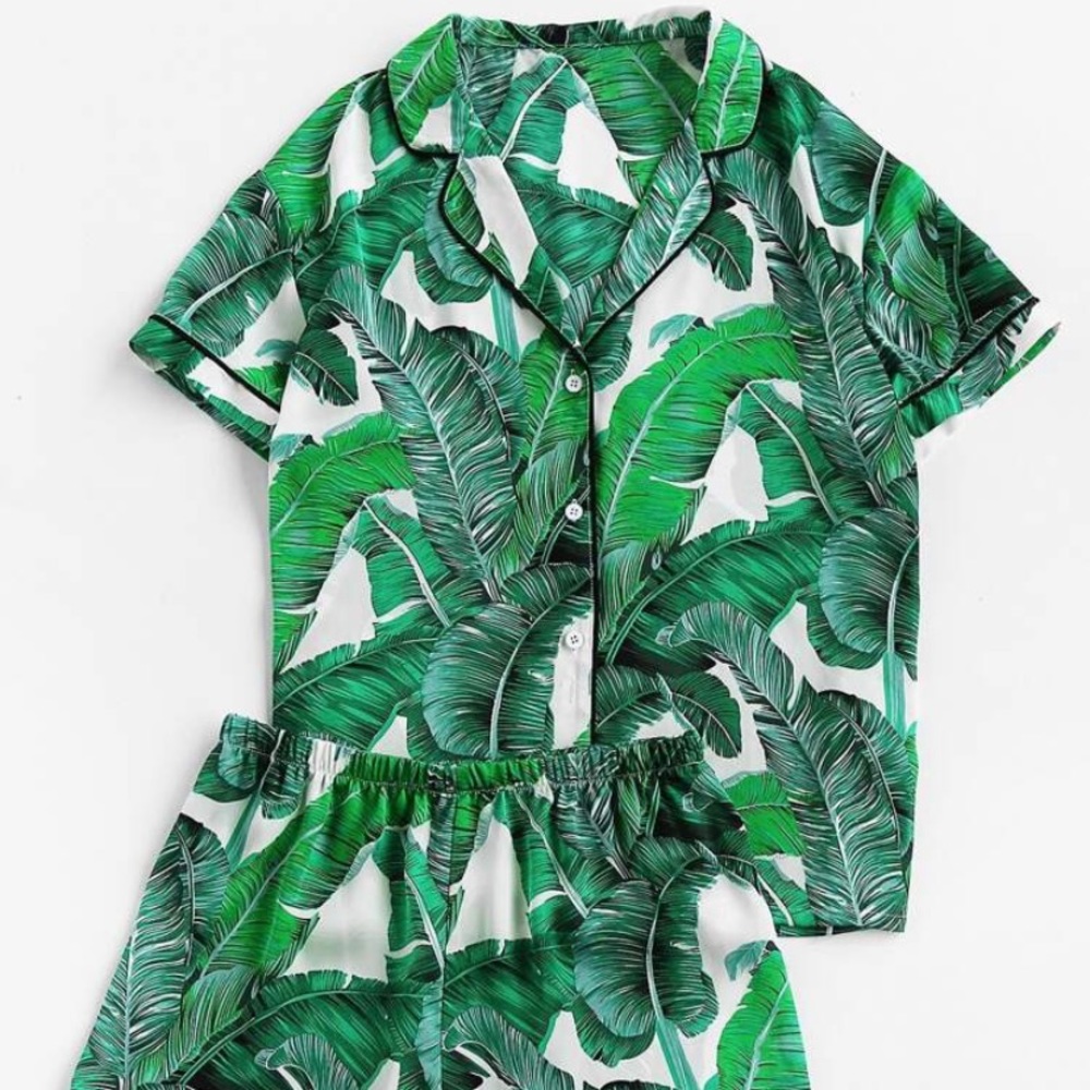 Shein | Palm Leaf Print Pajama Set
